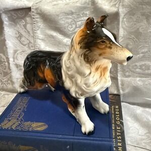 Vintage Collie Dog Figurine Ceramic‎ Porcelain Display Decor Collectible 7"
